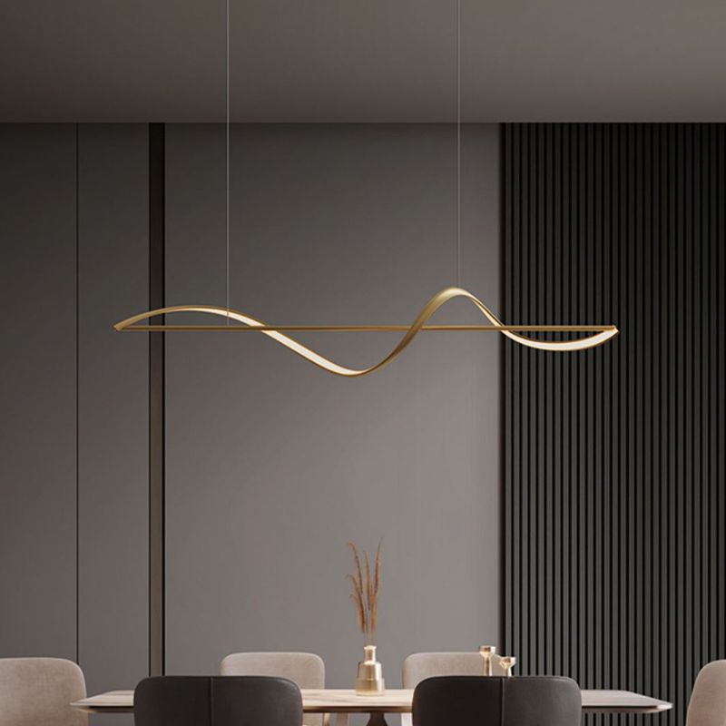 Louise Wave Linear Pendant Light – 39.4/47.2", Black or Gold