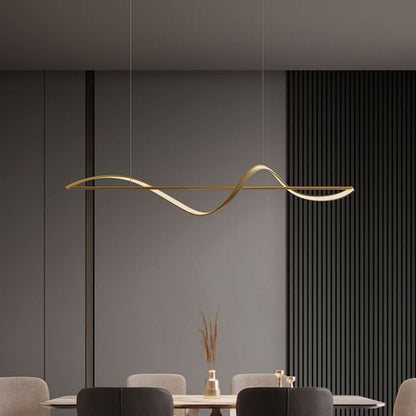 Louise Wave Linear Pendant Light – 39.4/47.2", Black or Gold