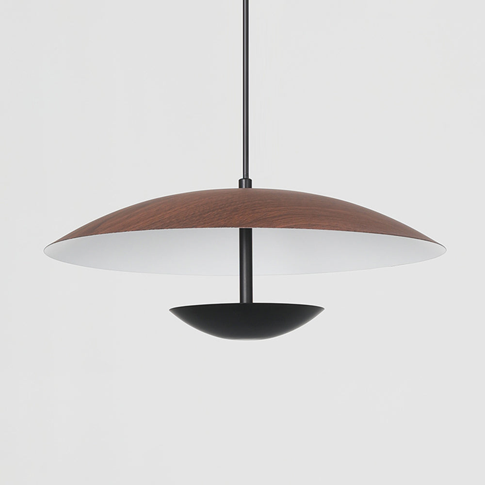 Carins Nordic LED Frisbee Pendant Light – Wood/Brown, 13.8/17.7"