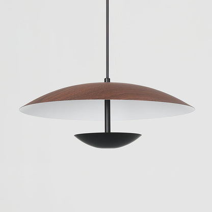 Carins Nordic LED Frisbee Pendant Light – Wood/Brown, 13.8/17.7"