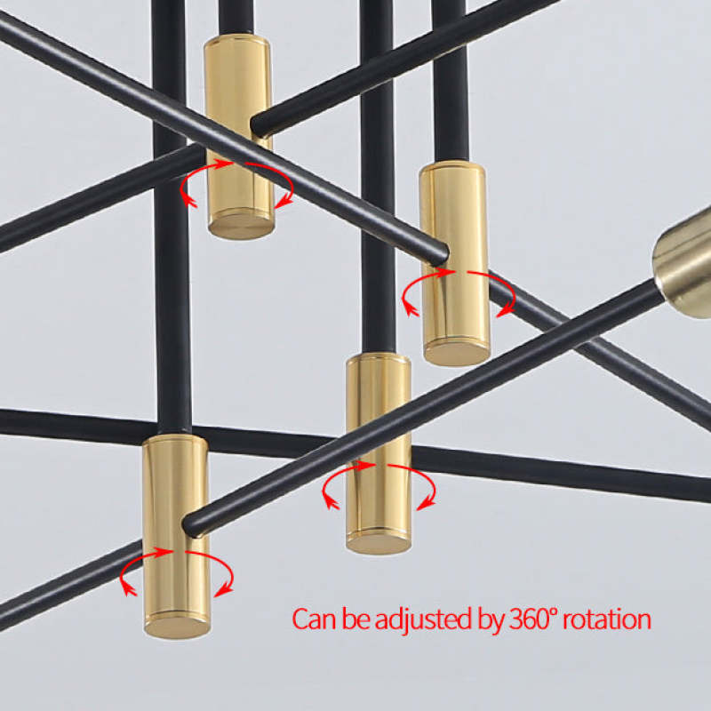 Valentina Retro Satellite Metal Ceiling Light – Black/Gold, 4/6/8 Heads