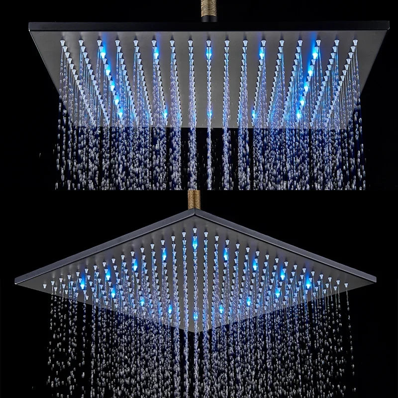 16" Square Stainless Steel Shower Head Colorful LED Rain Shower Light-Rain Shower Heads-Index Bath-Golden-Index Bath