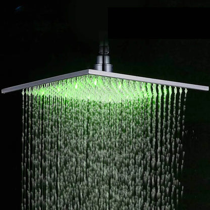 16" Square Stainless Steel Shower Head Colorful LED Rain Shower Light-Rain Shower Heads-Index Bath-Brushed Nickel-Index Bath