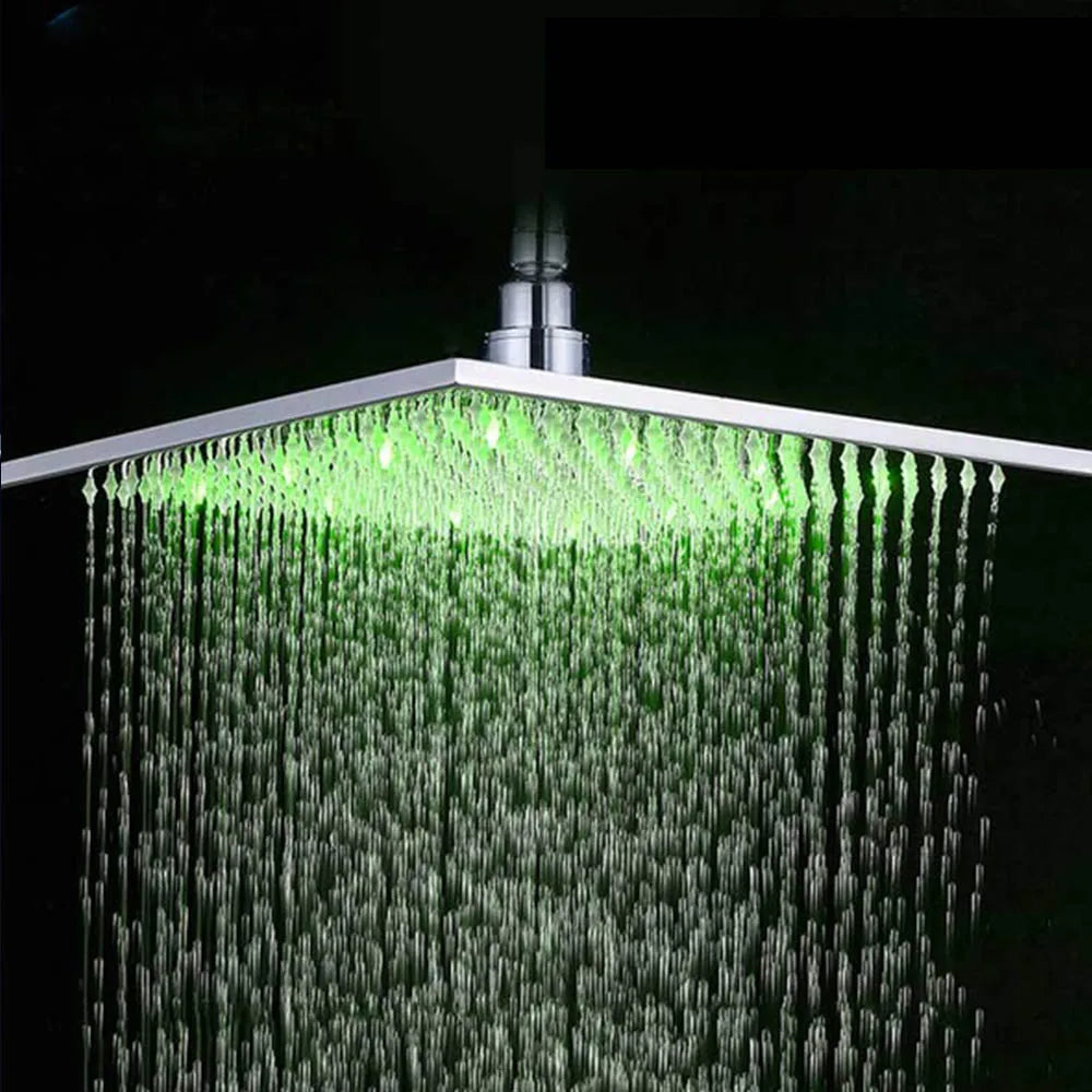 16" Square Stainless Steel Shower Head Colorful LED Rain Shower Light-Rain Shower Heads-Index Bath-Chrome-Index Bath