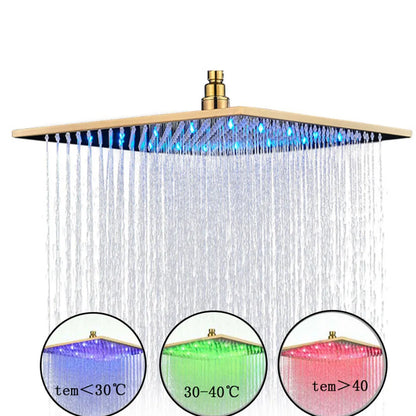 16" Square Stainless Steel Shower Head Colorful LED Rain Shower Light-Rain Shower Heads-Index Bath-Golden-Index Bath
