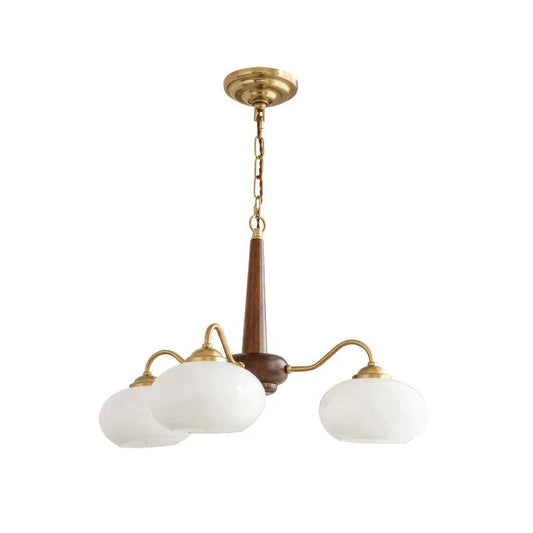Valentina Wood-Glass Vintage Chandelier Shades – 3-Light Design