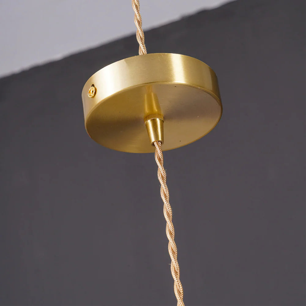 Floral Glass Pendant Light with Brass Detailing