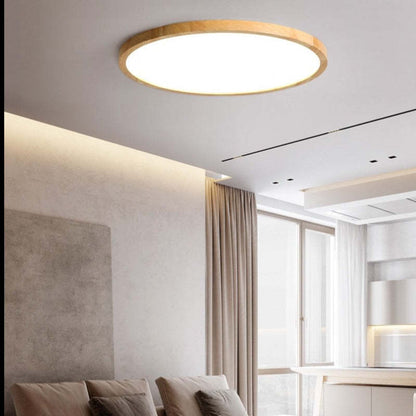Ozawa Modern Wood Round Flush Mount Ceiling Light – 4 Sizes