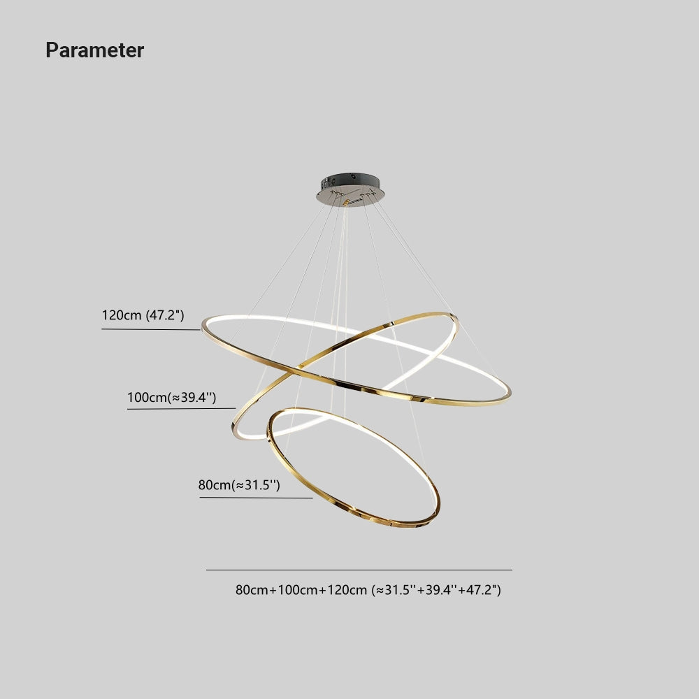 Arisha 3–5 Ring Pendant Light – Gold Finish, 3-Color Temperature Switchable