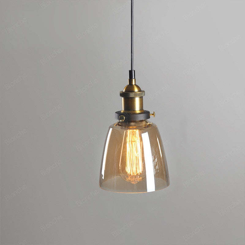 Industrial Glass Pendant Light – Adjustable Hanging Ceiling Lamp (E27)