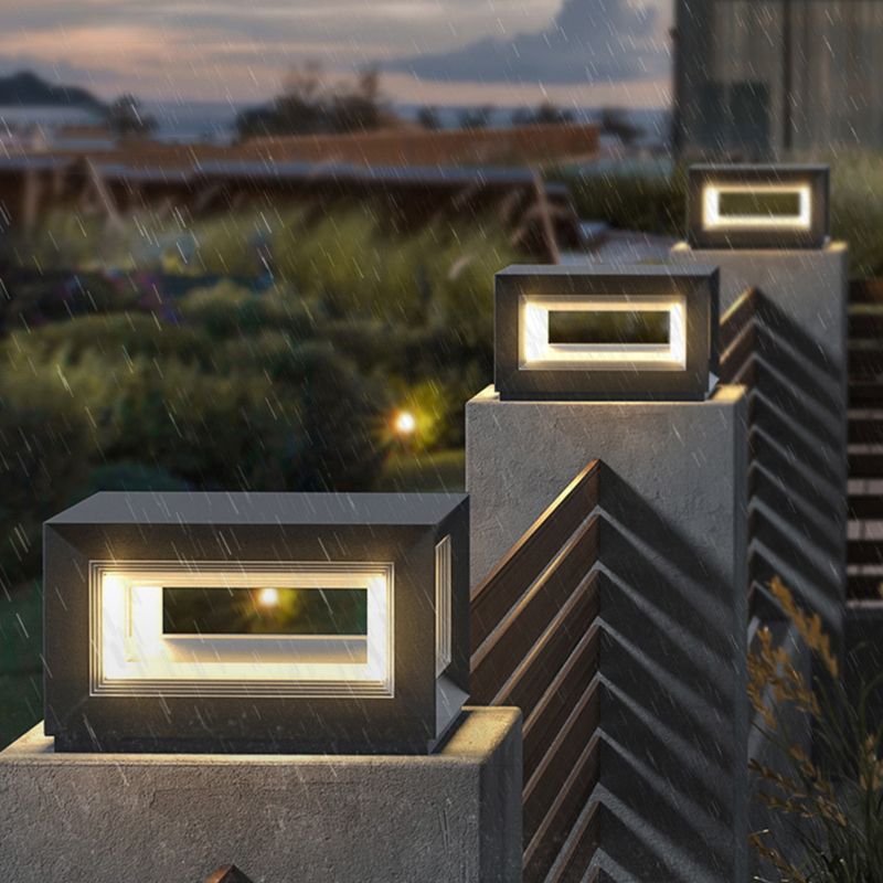 Riley LED Cube Outdoor Pillar Light – Solar/Hardwired (10-16")
