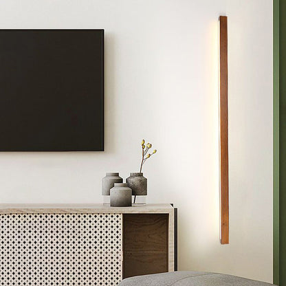 Natural Wood Linear Wall Lamp For Warm Ambience