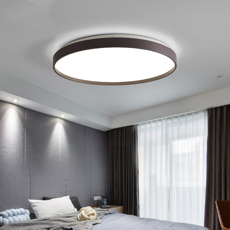Round Metal Flush Mount Ceiling Light Dimmable White Grey Gold Finish