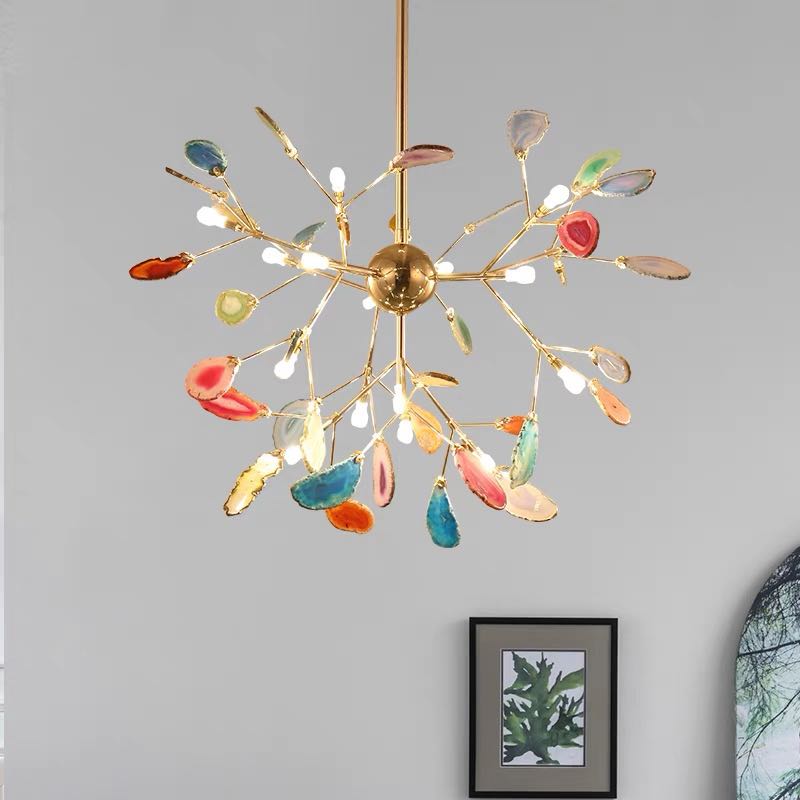 Aurora Gemstone Agate Colourful Chandelier for Bedroom and Living Room