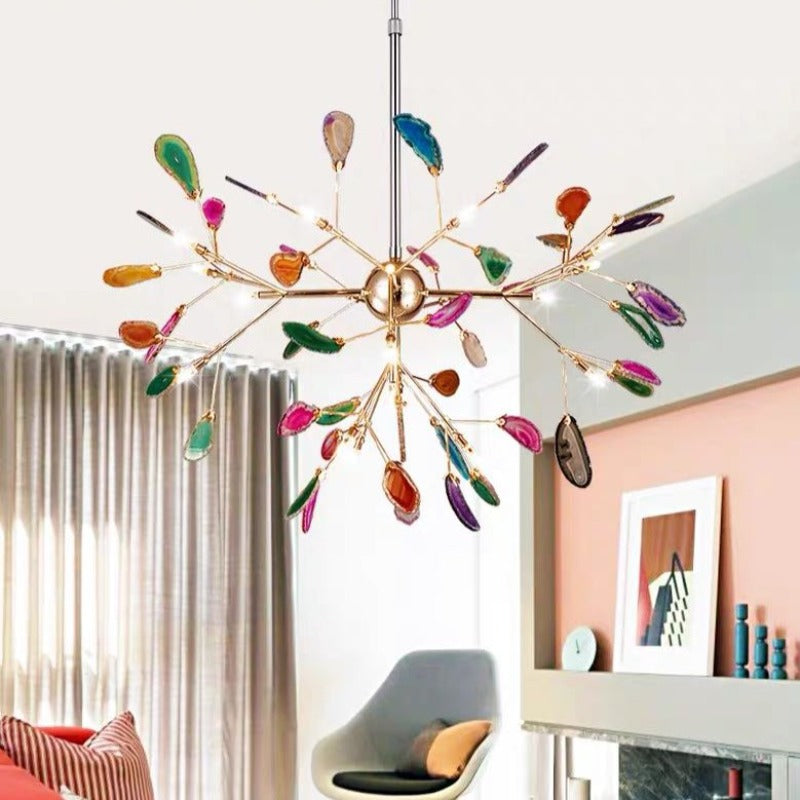 Aurora Gemstone Agate Colourful Chandelier for Bedroom and Living Room