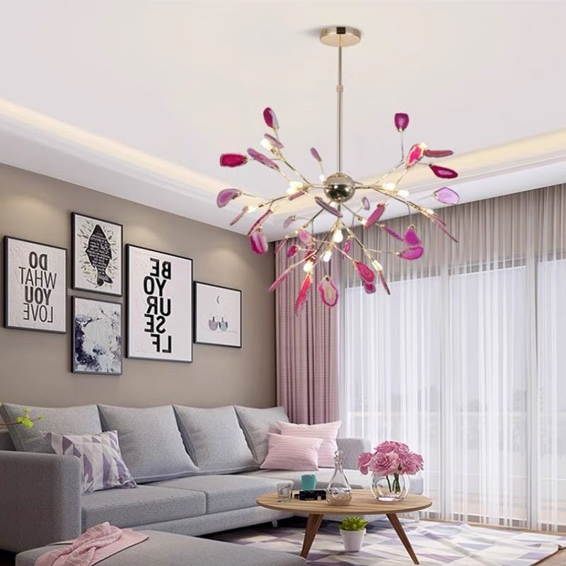 Aurora Gemstone Agate Colourful Chandelier for Bedroom and Living Room