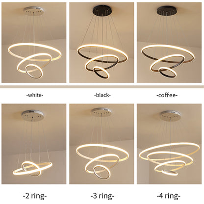 Arisha Modern Ring Pendant Light – Metal & Silicon, 2/3/4 Rings