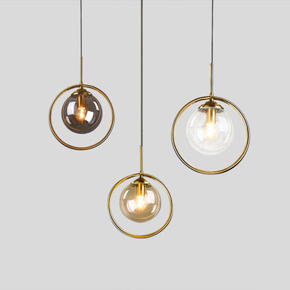 Hailie Luxury Global Glass Pendant Light – Metal Ring, LED