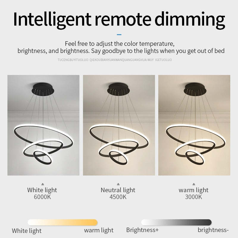 Arisha Modern Ring Pendant Light – Metal & Silicon, 2/3/4 Rings