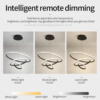 Arisha Modern Ring Pendant Light – Metal & Silicon, 2/3/4 Rings