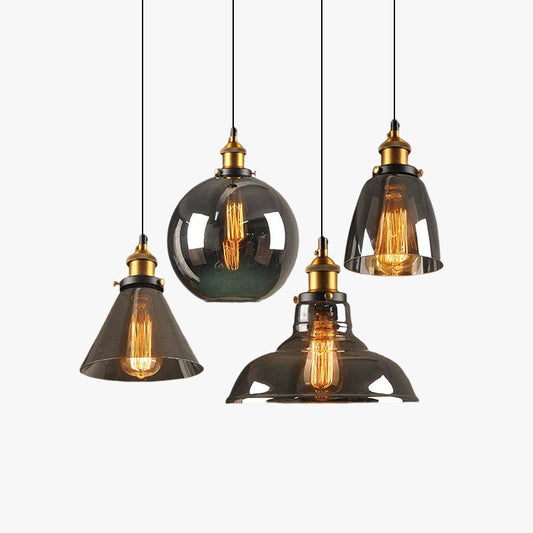Industrial Glass Pendant Light With Adjustable Cord