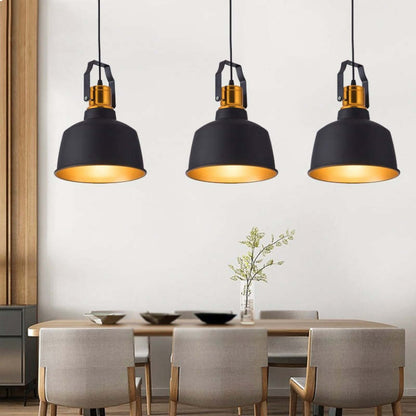 Vintage Loft LED Pendant Light – E27 Aluminum & Wood Dining Lamp