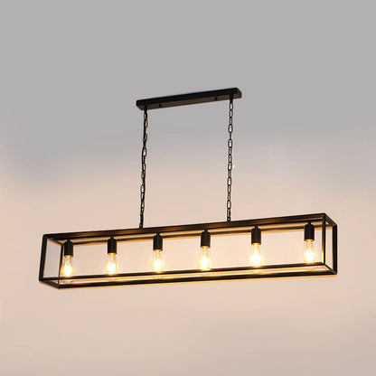 Alessio Rectangle Pendant Light – Brass/Black, 5 or 6 Bulb Design