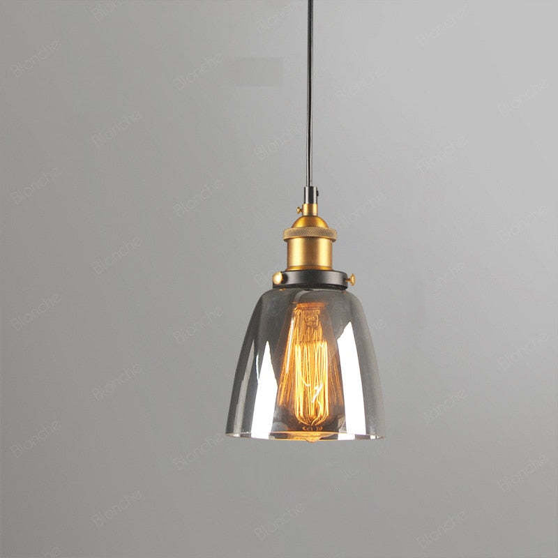 Industrial Glass Pendant Light – Adjustable Hanging Ceiling Lamp (E27)