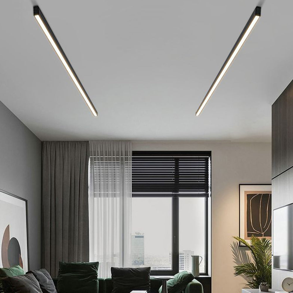 Edge Modern LED Linear Flush Mount Ceiling Light – Black, 23.6–47.2"