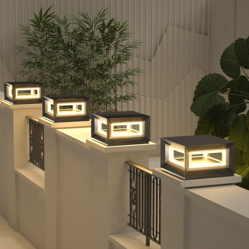 Riley LED Cube Outdoor Pillar Light – Solar/Hardwired (10-16")