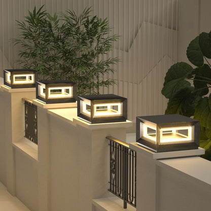 Riley LED Cube Outdoor Pillar Light – Solar/Hardwired (10-16")