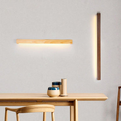 Natural Wood Linear Wall Lamp For Warm Ambience