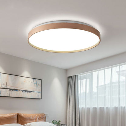 Round Metal Flush Mount Ceiling Light Dimmable White Grey Gold Finish