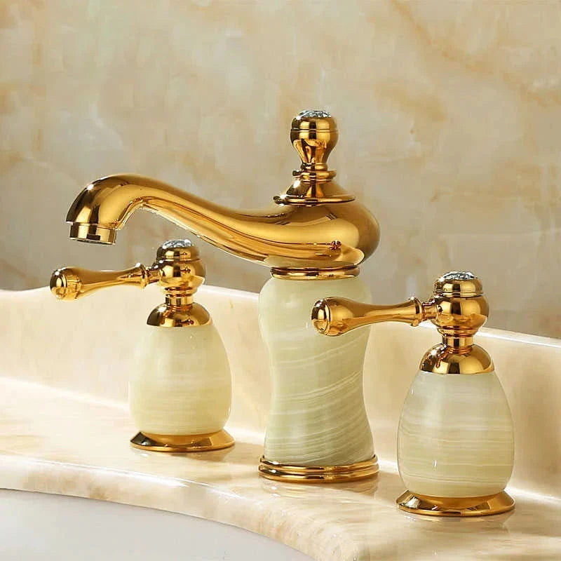 3 Hole Widespread Basin Mixer Double Handle Water Tap Basin Faucet-Basin Faucet-Index Bath