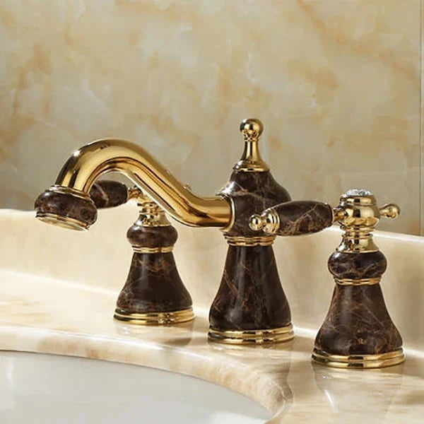3 Hole Widespread Basin Mixer Double Handle Water Tap Basin Faucet-Basin Faucet-Index Bath