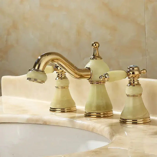 3 Hole Widespread Basin Mixer Double Handle Water Tap Basin Faucet-Basin Faucet-Index Bath