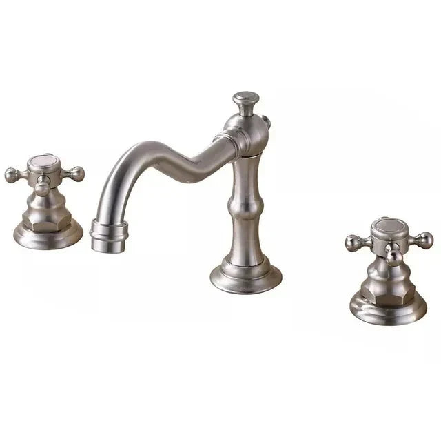 3 Holes Basin Faucet Deck Mount Tap Water Double Handles Basin Tap-Basin Faucet-Index Bath