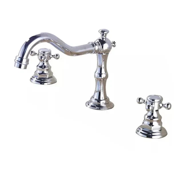 3 Holes Basin Faucet Deck Mount Tap Water Double Handles Basin Tap-Basin Faucet-Index Bath