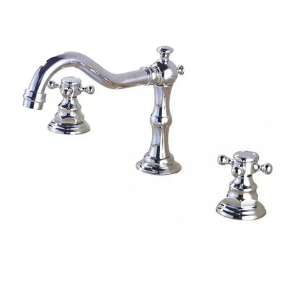 3 Holes Basin Faucet Deck Mount Tap Water Double Handles Basin Tap-Basin Faucet-Index Bath
