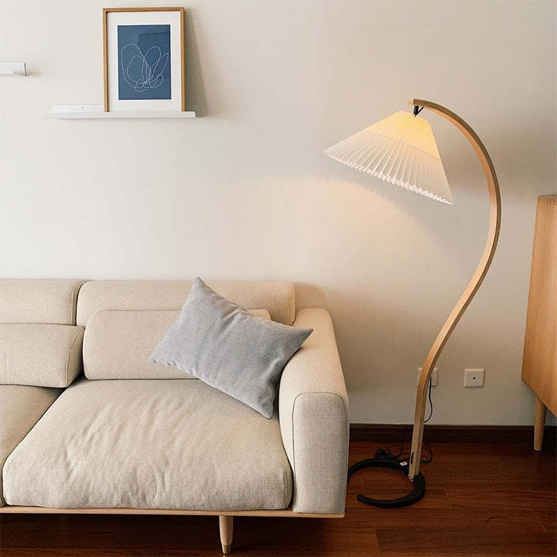 Modern Minimalist Fabric Shade LED Floor Lamp – Beige, 12W