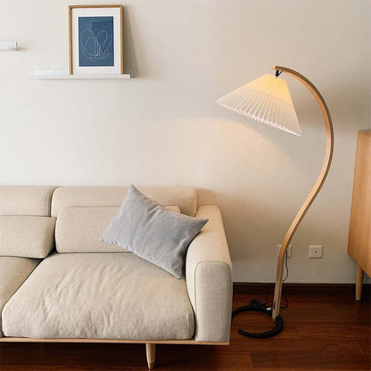 Modern Minimalist Fabric Shade LED Floor Lamp – Beige, 12W