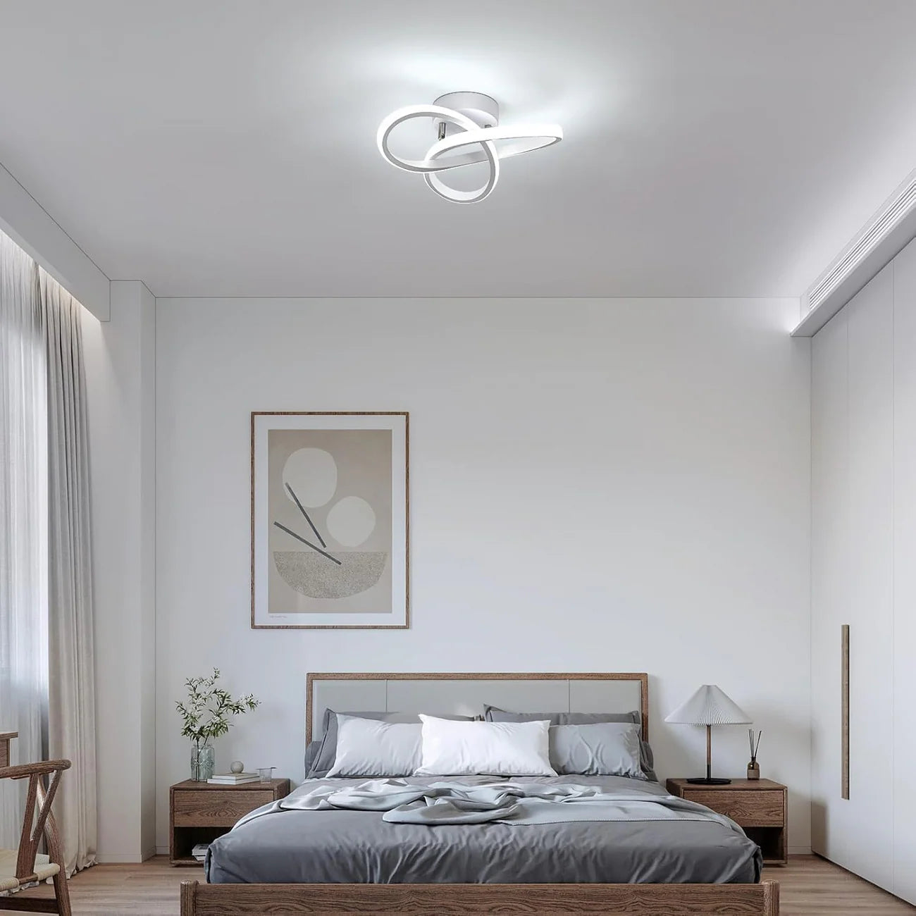 White Flush LED Ceiling Light in Metal and Acrylic – Modern Minimalist Design