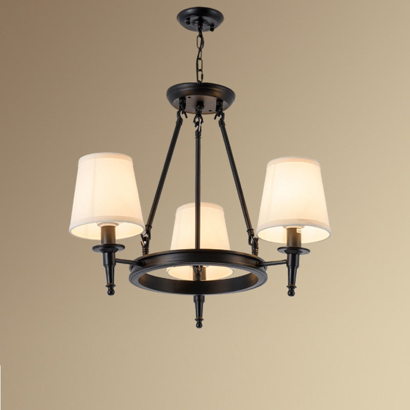 Vintage Ring Chandelier – Fabric Shade Ceiling Light