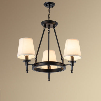 Vintage Ring Chandelier – Fabric Shade Ceiling Light