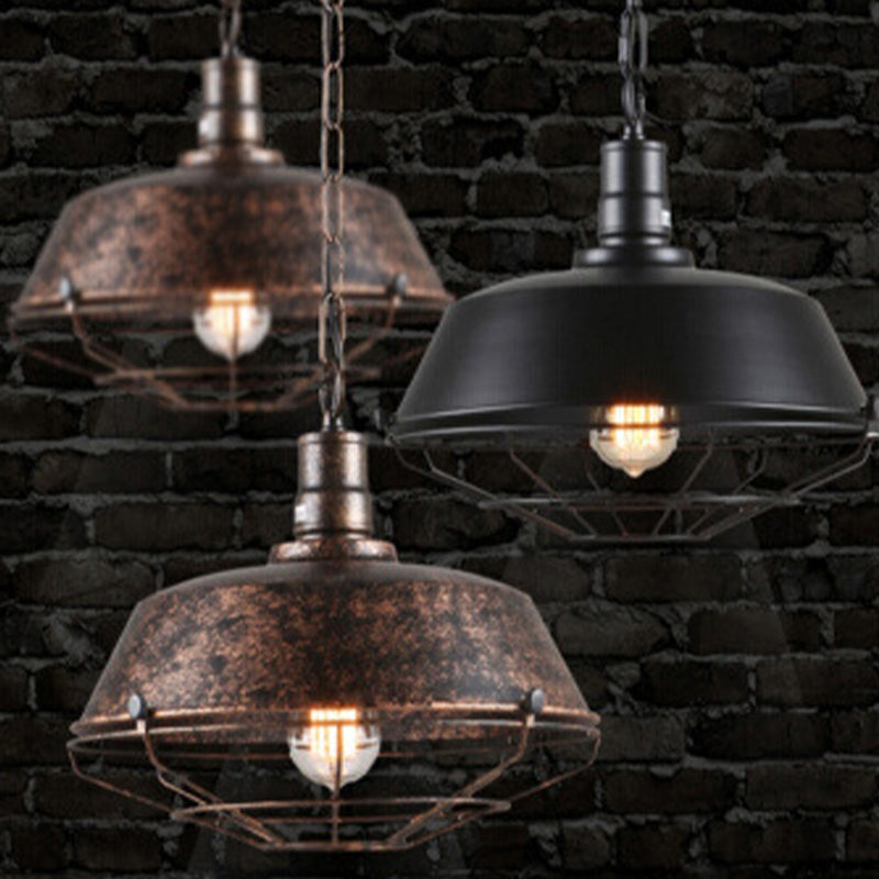 Rustic Industrial E27 Pendant Lamp Shade – Black or Rust Finish