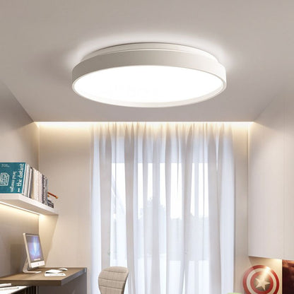 Round Metal Flush Mount Ceiling Light Dimmable White Grey Gold Finish