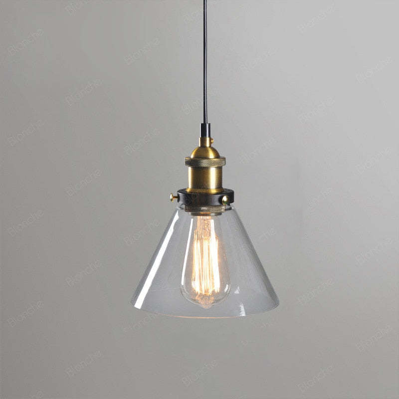 Industrial Glass Pendant Light – Adjustable Hanging Ceiling Lamp (E27)