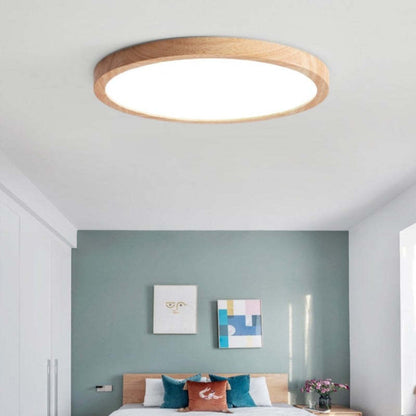 Ozawa Modern Wood Round Flush Mount Ceiling Light – 4 Sizes
