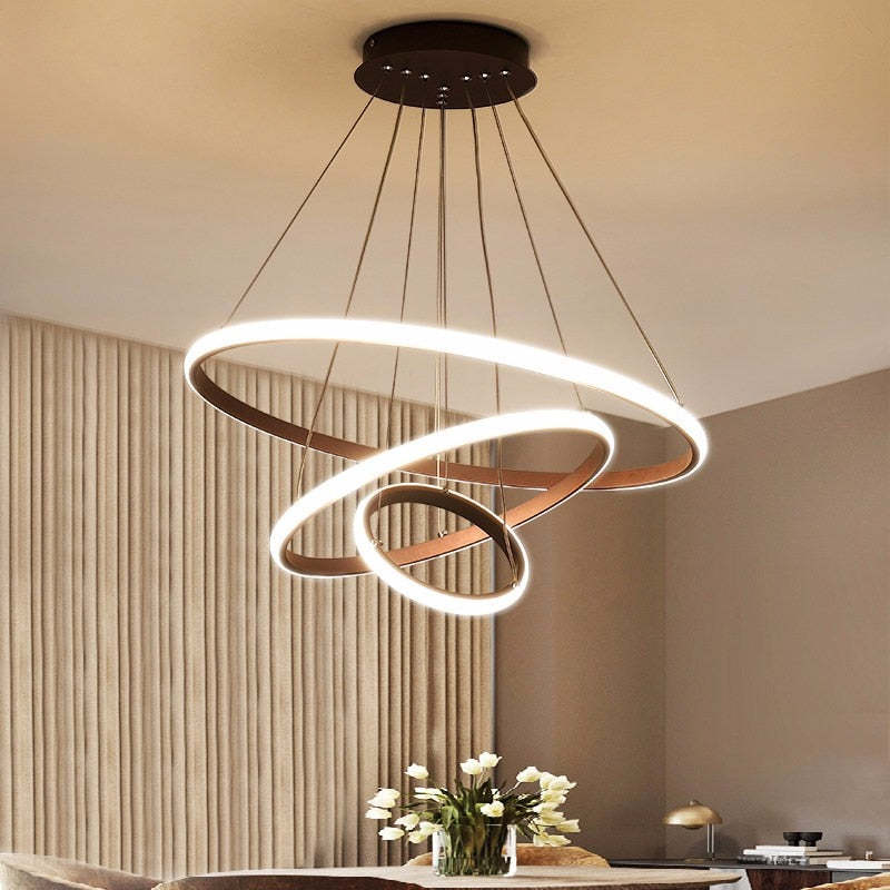 Arisha Modern Ring Pendant Light – Metal & Silicon, 2/3/4 Rings