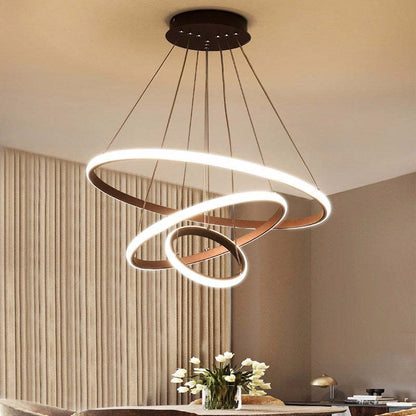 Arisha Modern Ring Pendant Light – Metal & Silicon, 2/3/4 Rings